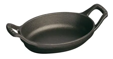 Auflaufform 32cm, oval, Schwarz, Gusseisen