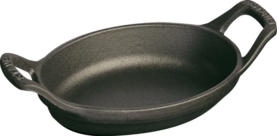 Auflaufform 24cm, oval, Schwarz, Gusseisen