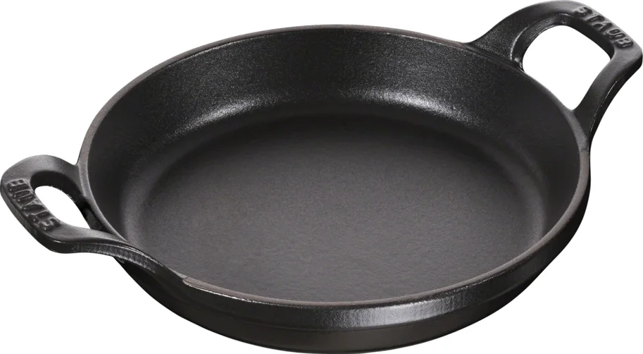 Auflaufform 12cm, rund, Schwarz, Gusseisen