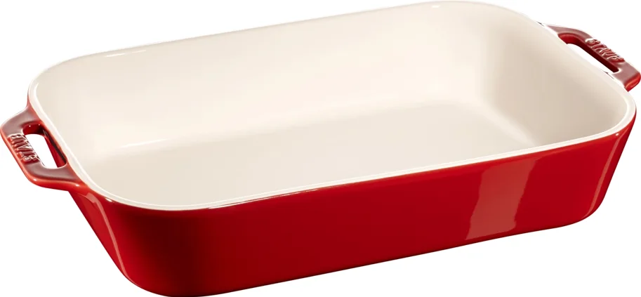 Auflaufform 34x24cm, rechteckig, Kirsch-Rot, Keramik