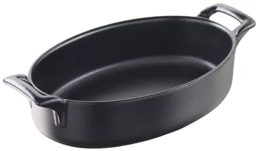 Auflaufform oval tief, 18x12x4.5cm, gusseisen-optik