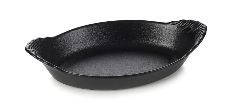 Gratinschüssel oval mit Griffen, 20x11x4cm, gusseisen-optik