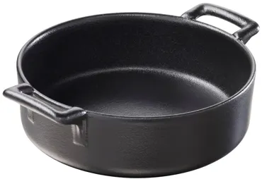 Auflaufform rund mit Griffen, Ø15cm, gusseisen-optik