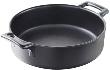 Auflaufform rund mit Griffen, Ø19cm, gusseisen-optik