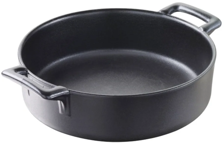 Auflaufform rund mit Griffen, Ø19cm, gusseisen-optik