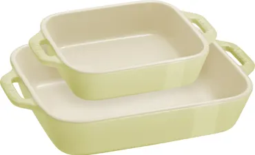 2tlg. Keramik Ofenformset 20x16 & 27x20cm, hellgrün