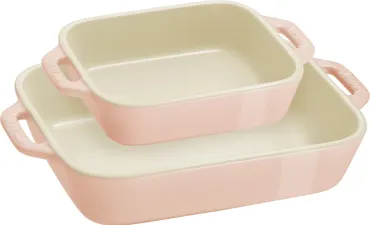 2tlg. Keramik Ofenformset 20x16 & 27x20cm, hellrosa