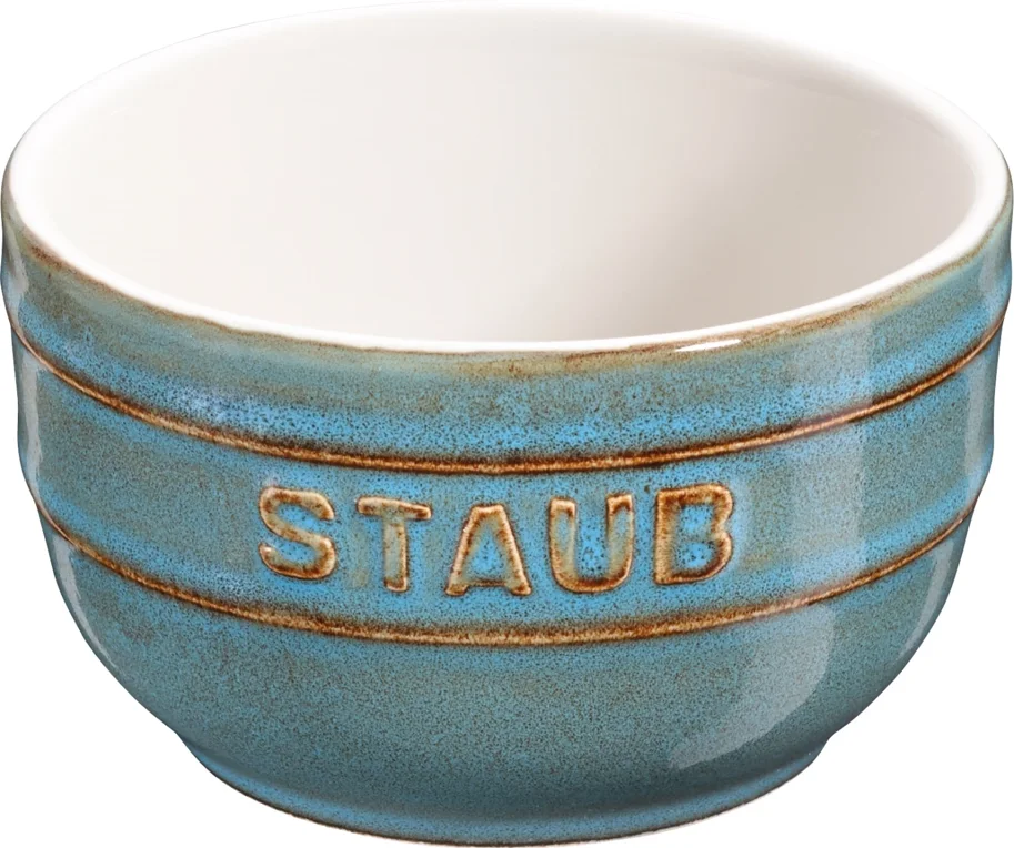 Keramik Ramequin rund, 2er Set, antik-türkis, 8cm