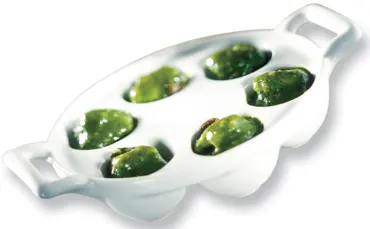 Schneckenpfanne 6 Löcher oval, weiss