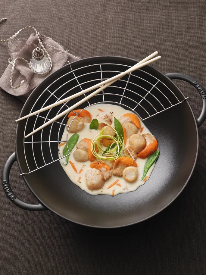 Wok schwarz mit Glasdeckel 5.7lt., 37cm