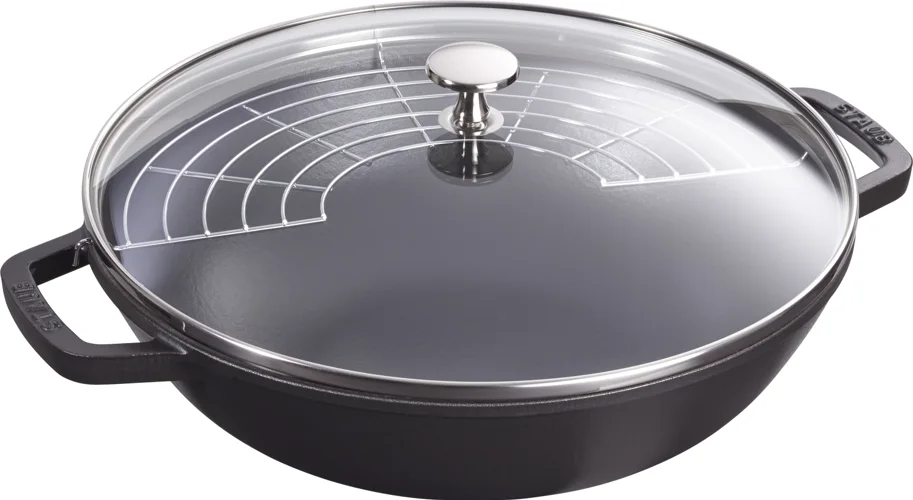 Wok mit Glasdeckel schwarz 4.4 lt., 30cm