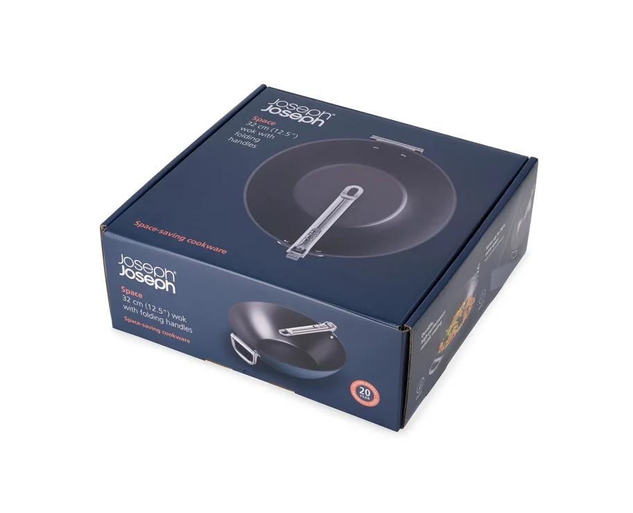 Space Wok D32cm Edelstahl m. Klappgriff ohne Deckel antihaft