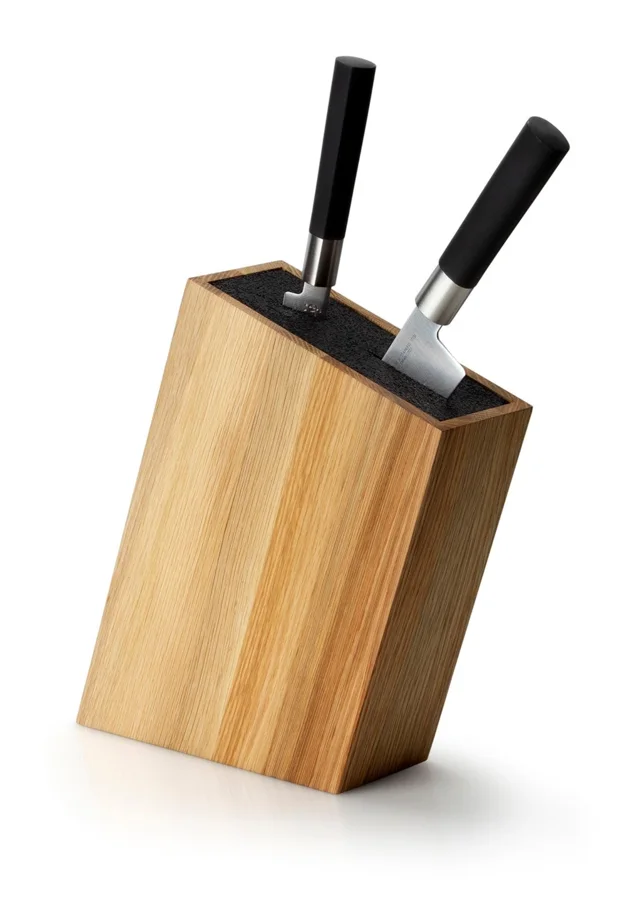 Eiche Messerblock mit flexiblem Einsatz schräg, 28,5x8x19cm