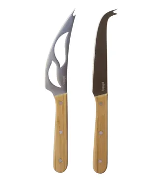 2er Set Käsemesser, Bambus u. Edelstahl, 22cm