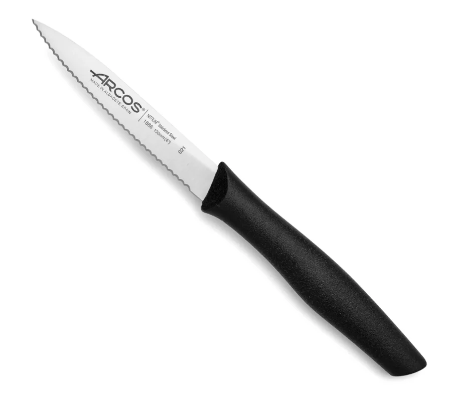Nova Rüstmesser mit Wellenschliff Klinge 10cm Griff schwarz