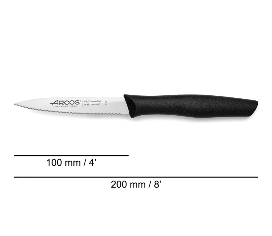 Nova Rüstmesser mit Wellenschliff Klinge 10cm Griff schwarz