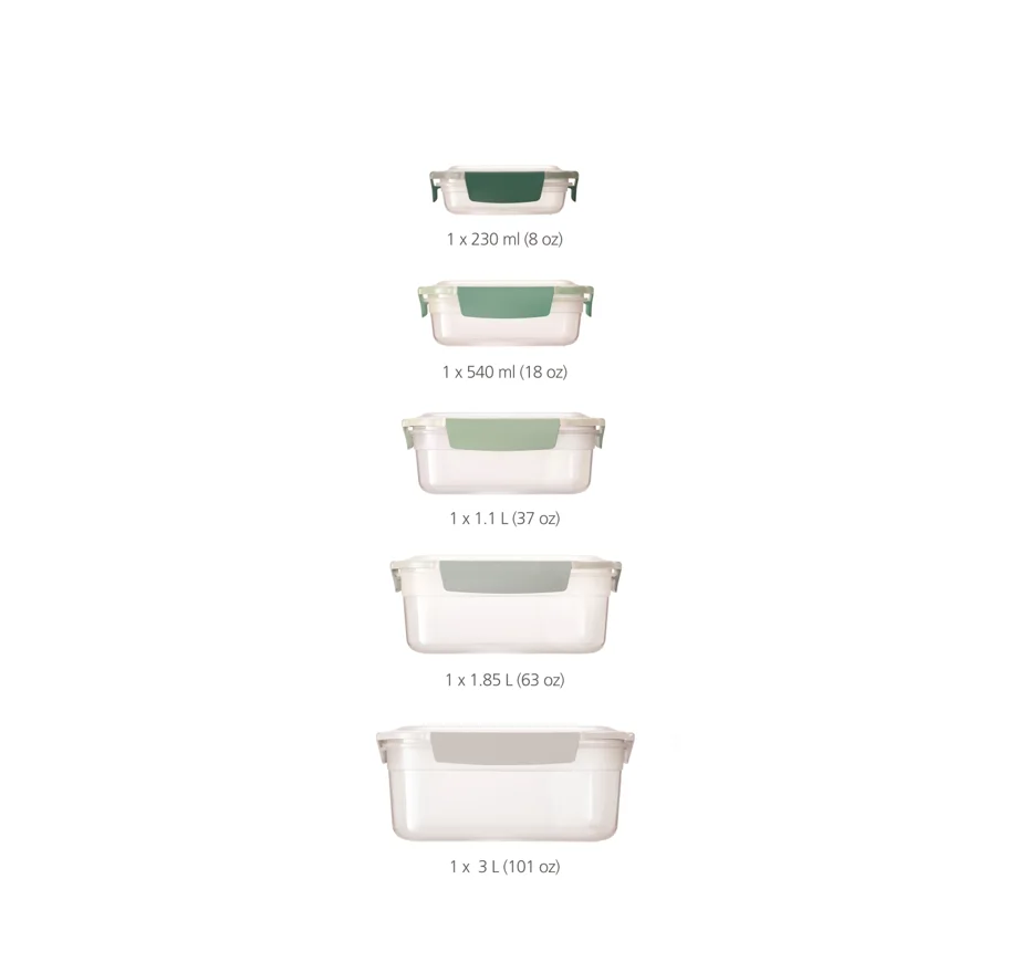 Nest Lock Sage Vorratsdosenset 5tlg., 20x16.3cm