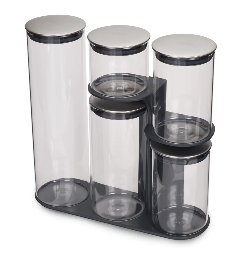 Steel Collection Food Store Podium 5tlg., Edelstahl Glas