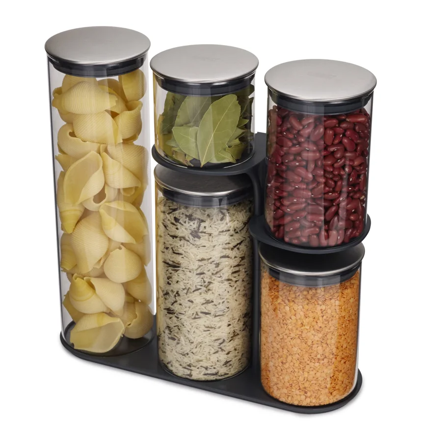 Steel Collection Food Store Podium 5tlg., Edelstahl Glas