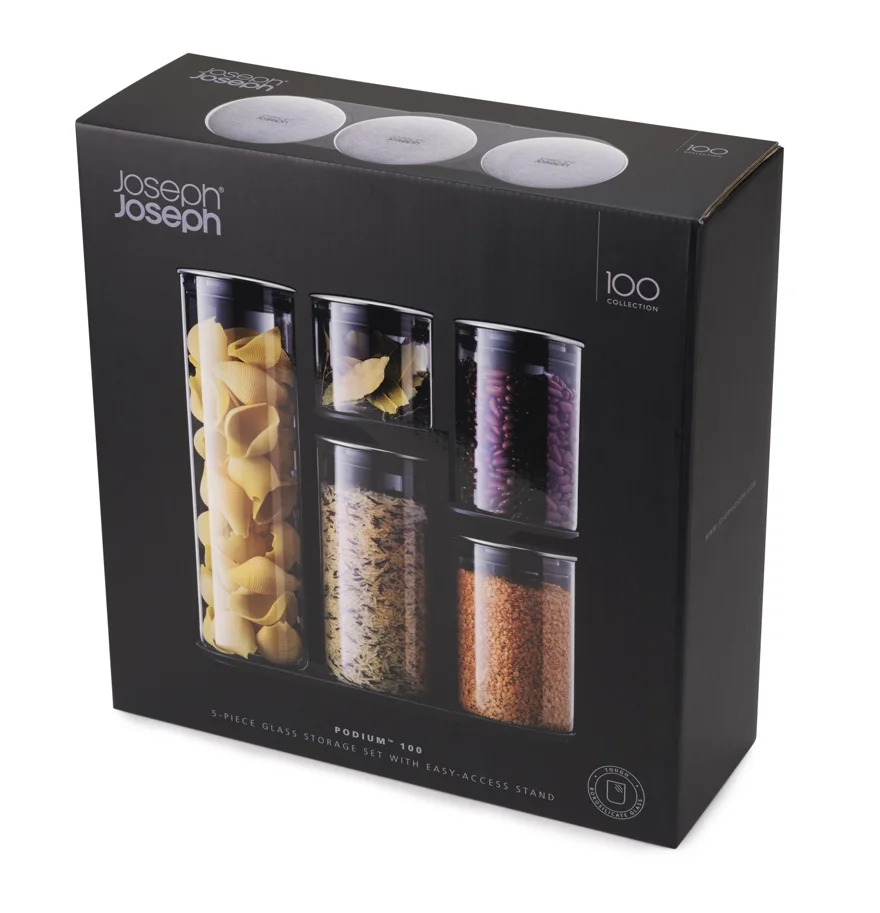 Steel Collection Food Store Podium 5tlg., Edelstahl Glas