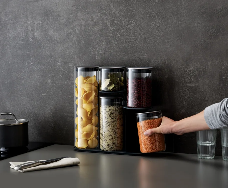 Steel Collection Food Store Podium 5tlg., Edelstahl Glas