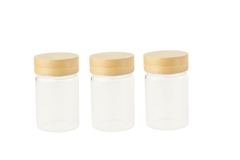 3er Set Vorratsglas mit Bambusdeckel 75ml