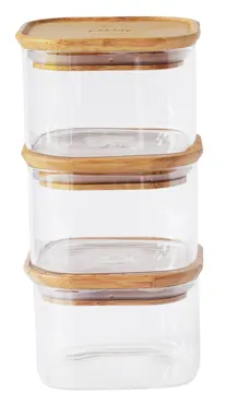 3er Set Vorratsglas mit Bambusdeckel 0.5lt