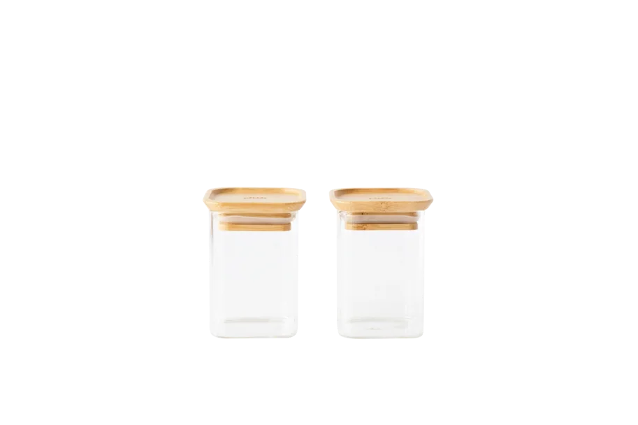 2er Set Vorratsglas mit Bambusd. XS 24cl 6x6x9cm