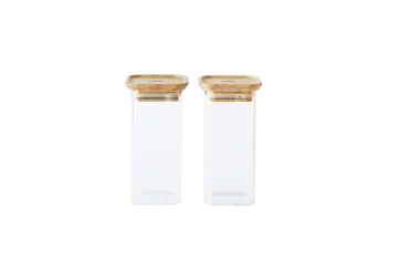 2er Set Vorratsglas mit Bambusd. S 32cl 6x6x12.5cm