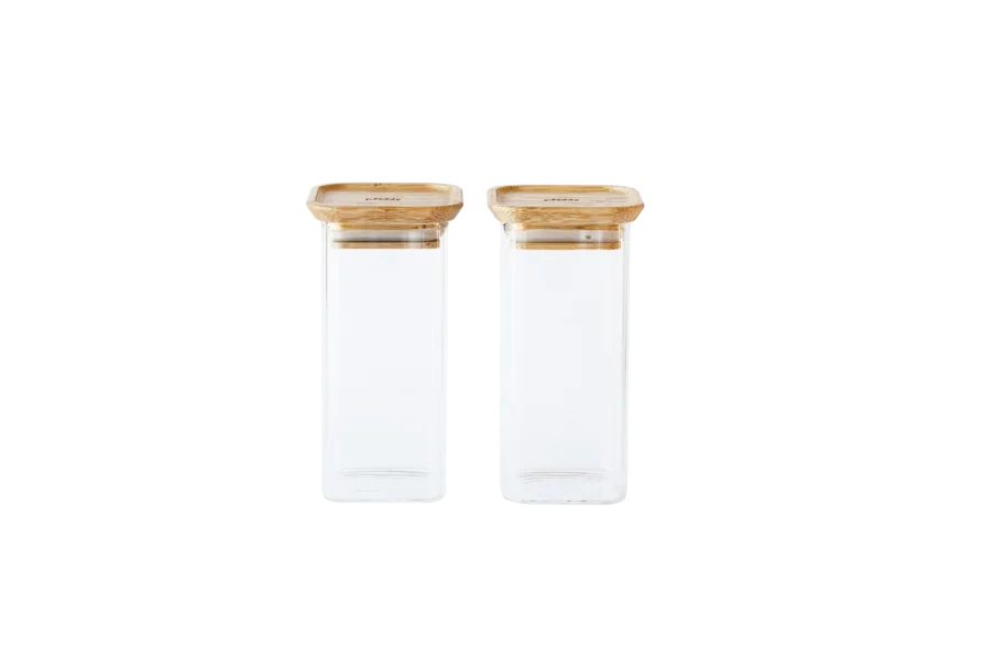 2er Set Vorratsglas mit Bambusd. S 32cl 6x6x12.5cm