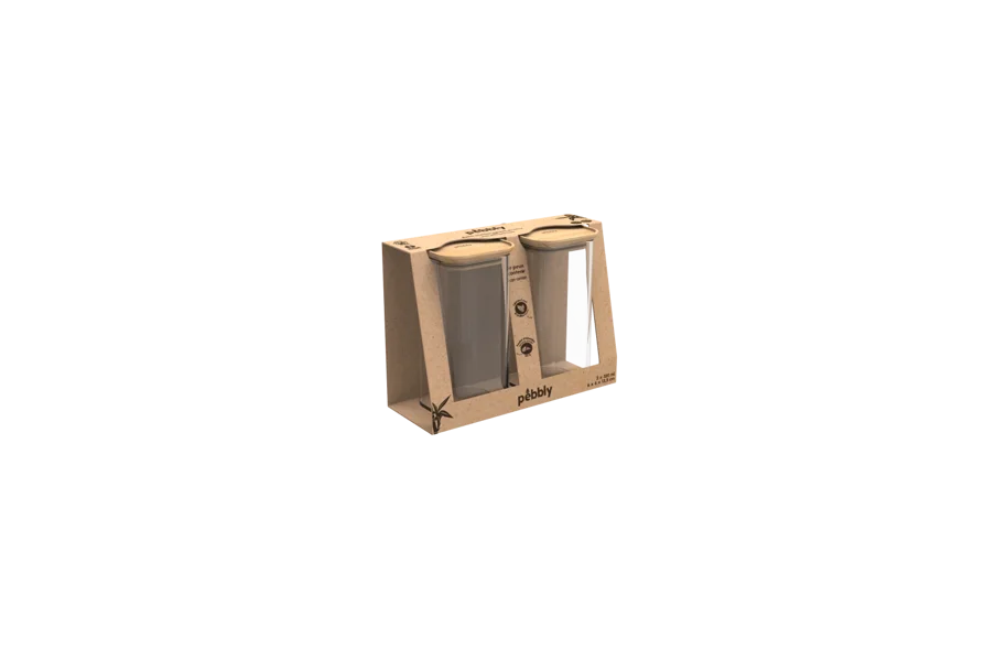 2er Set Vorratsglas mit Bambusd. S 32cl 6x6x12.5cm