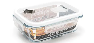 Glas Vorratsdose m. Ventil, rechteckig 65cl