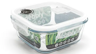 Glas Vorratsdose m. Ventil, quadratisch 80cl