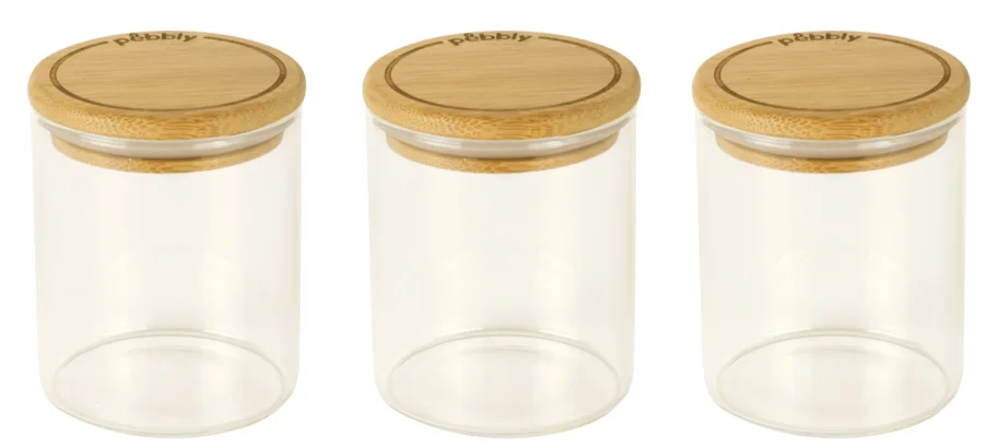 3er Set Vorratsglas mit Bambusd., rund, D6.5x8.5cm