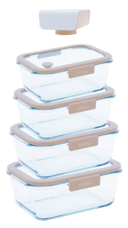 5er Set Vakuum Vorratsdosen inkl. Vakuumpumpe Glas