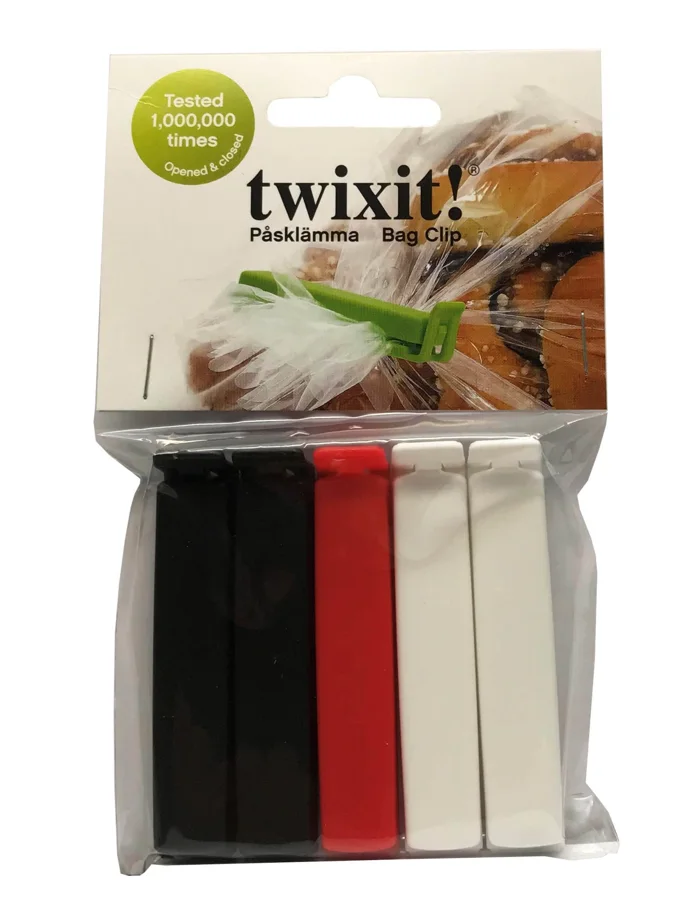 Beutelclips 6cm 2xrot 2xschwarz 2xweiss Polybag u. Hängkarte
