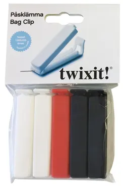 Beutelclips 8cm 1xrot 2xschwarz 2xweiss Polybag u. Hängkarte