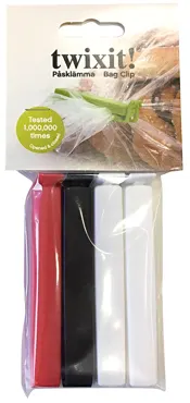 Beutelclips 11cm 1xrot 1xschwarz 2xweiss Polybag u.Hängkarte