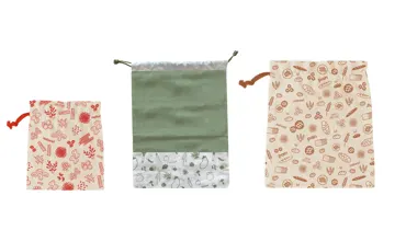 3er Set Stoffbeutel, 25x30cm, 30x40cm, 40x34cm