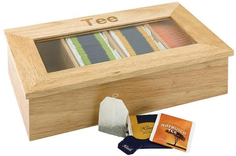 Teebox mit 4 Kammern, 33.5cmx20cm, H9cm