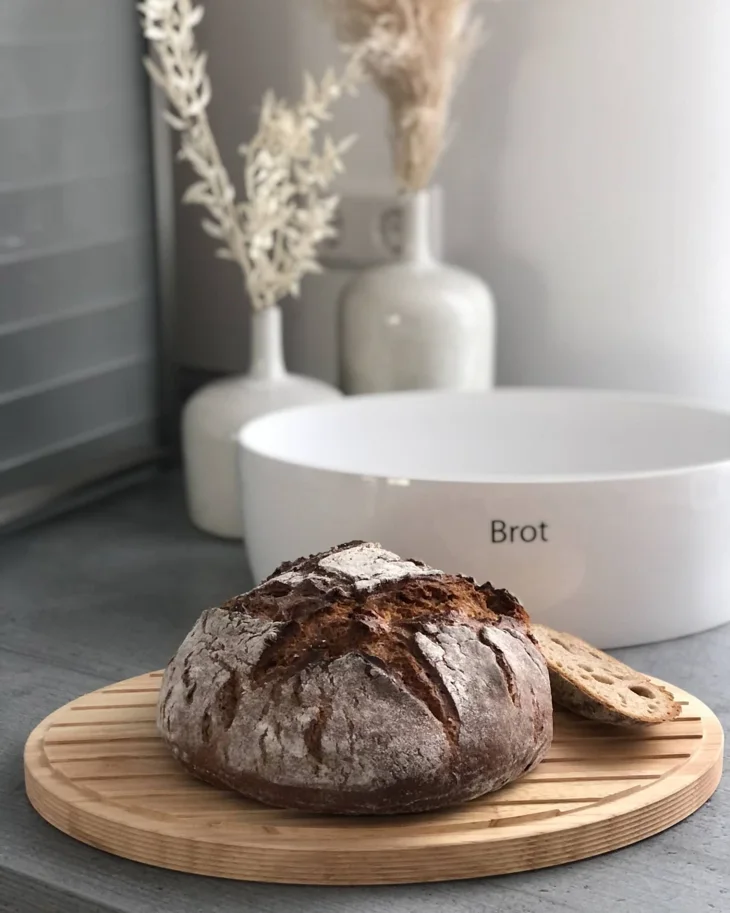 Keramik Brottopf mit Holzdeckel, 30x23x13.5 cm