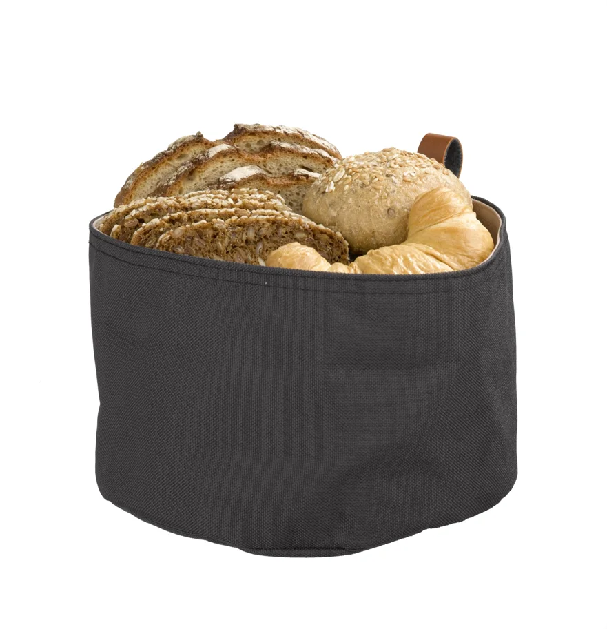 Brottasche D20cm, H13.5cm, beige/dunkelgrau