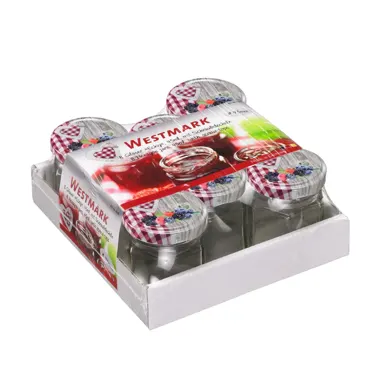 8er Set 45ml eckig Gläser, m. Deckel silber 43 mm