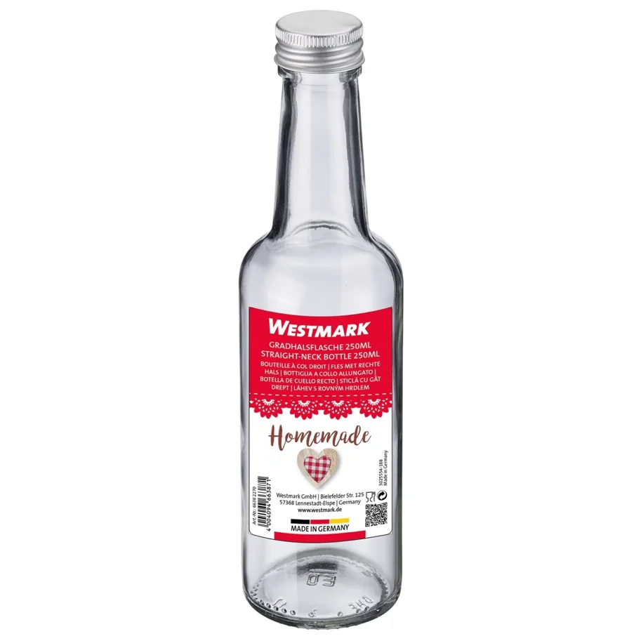 Gradhalsflasche 250ml, m. 28 mm Schraubdeckel