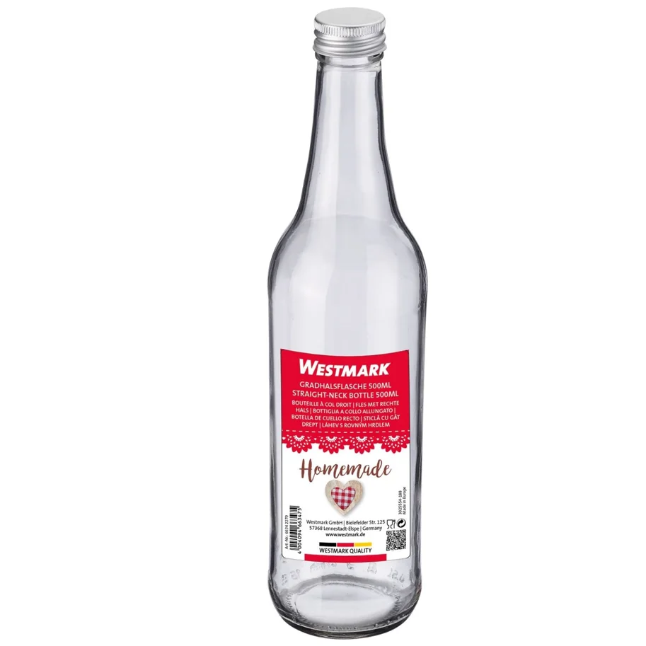 Gradhalsflasche 500ml, m. 28 mm Schraubdeckel