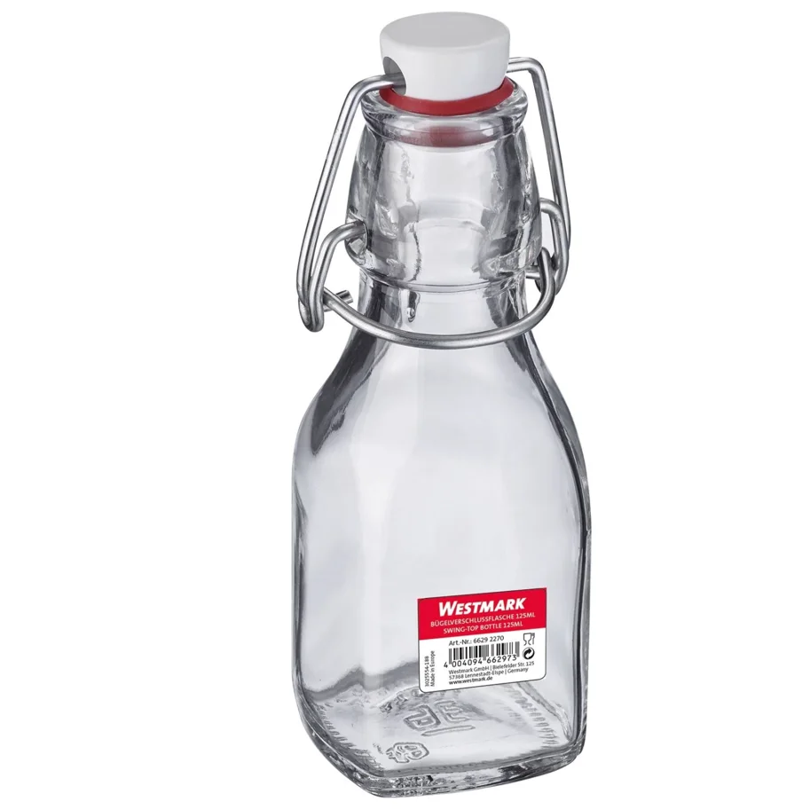 Bügelverschlussflasche eckig, 125ml