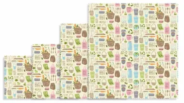 4er Set Bienenwachstuch Zero Waste,16x16,18x20,25x28,33x35.5