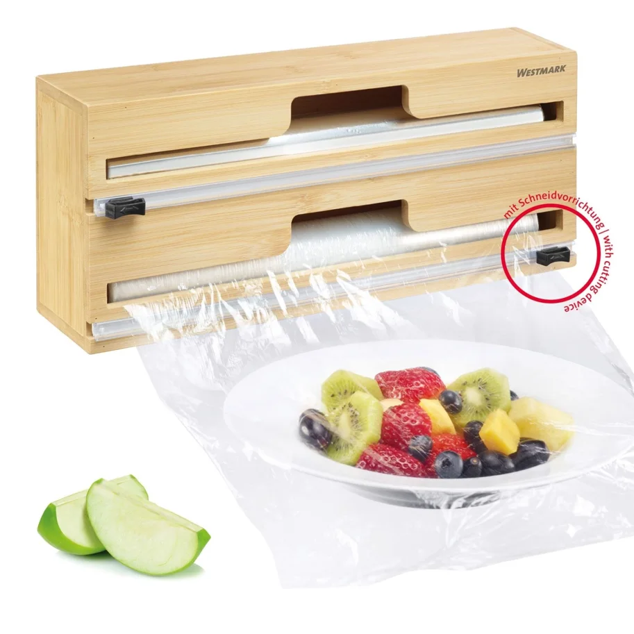 Folienspender mit Schneidvorrichtung,Breite 31cm, Bambus
