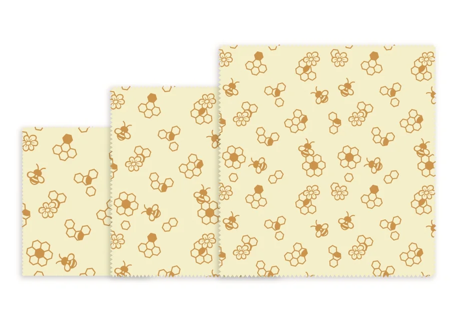 Bienenwachstücher Biene 3er Set, 18x20,25x28,33x35.5