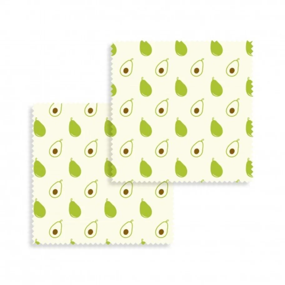 2er Set Bienenwachs Wraps Avocado 20x20cm